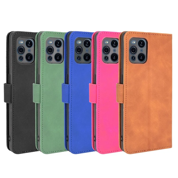 Coperchio Telefonico Del Portafoglio di Cuoio Per la Pelle Per la Pelle Con Supporto di Supporto Per Oppo Trova X3 Pro / Trova X3 - Marrone