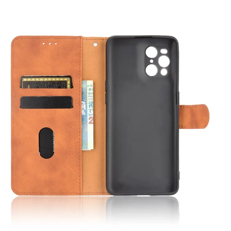 Coperchio Telefonico Del Portafoglio di Cuoio Per la Pelle Per la Pelle Con Supporto di Supporto Per Oppo Trova X3 Pro / Trova X3 - Marrone
