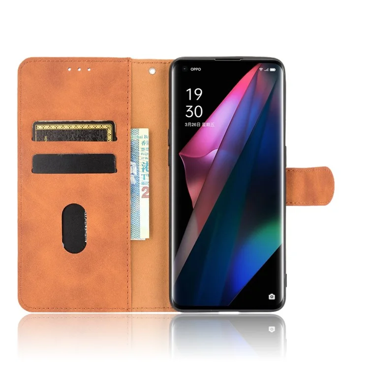 Coperchio Telefonico Del Portafoglio di Cuoio Per la Pelle Per la Pelle Con Supporto di Supporto Per Oppo Trova X3 Pro / Trova X3 - Marrone