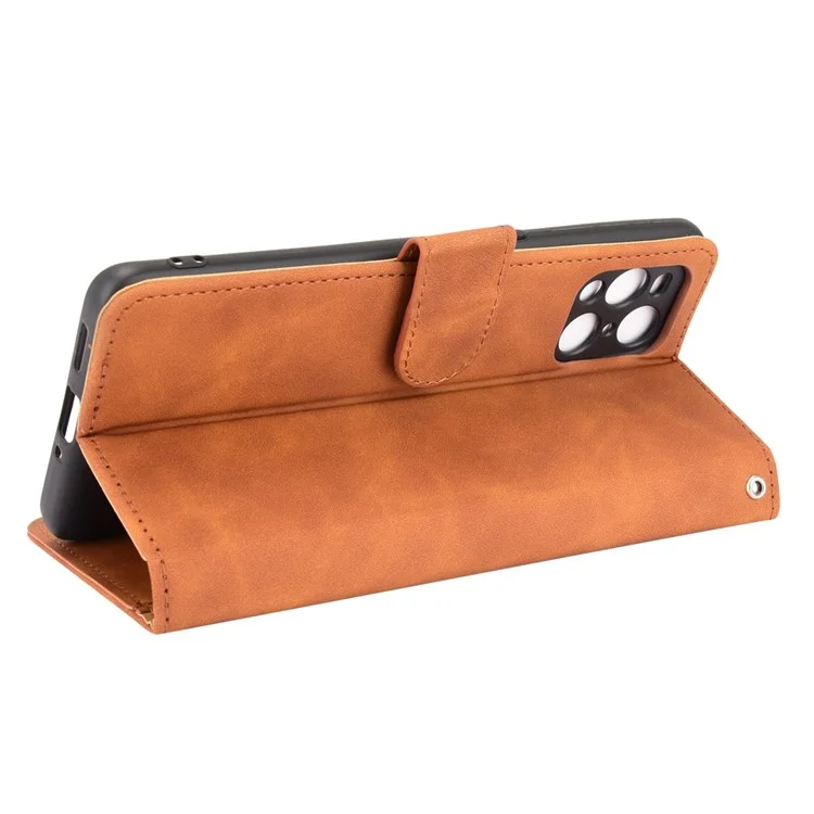 Coperchio Telefonico Del Portafoglio di Cuoio Per la Pelle Per la Pelle Con Supporto di Supporto Per Oppo Trova X3 Pro / Trova X3 - Marrone