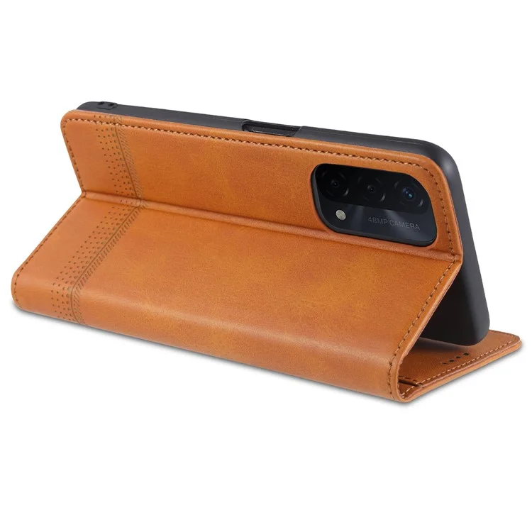 AZNS Para Oppo A93 5G/A74 5G Casa Pele Pulo Capela Peleto Peleto de Capela Tape Dobrilho de Absorção Magnética Com Carteira - Vermelho