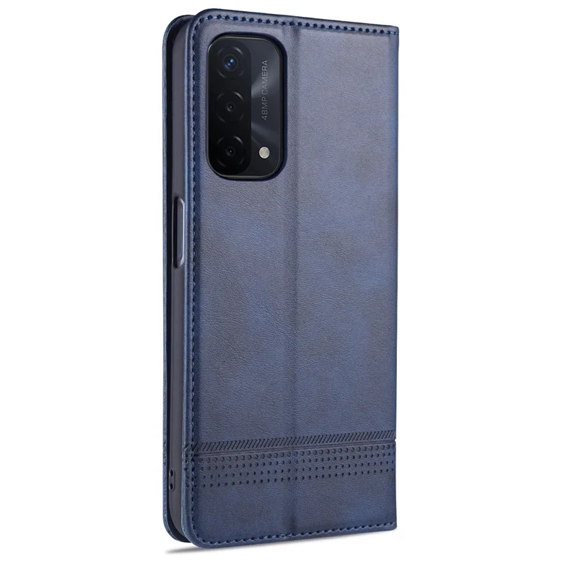 AZNS For Oppo A93 5G/A74 5G Phone Case PU Leather Phone Protector Magnetic Absorption Folding Stand Flip Cover with Wallet - Dark Blue