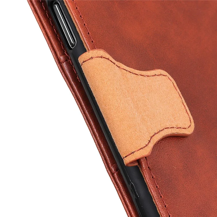 Caixa Louca Do Couro Do Telefone Móvel Da Carteira Do Suporte Da Textura Do Cavalo Para OPPO A54 5G / A74 5G / A93 5G - Castanho