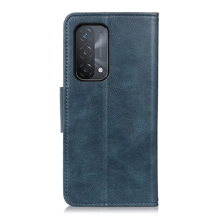 Crazy Horse pu Leather Wallet Stand Protector Cover Pour Oppo A54 5G / A93 5G / A74 5G - Bleu