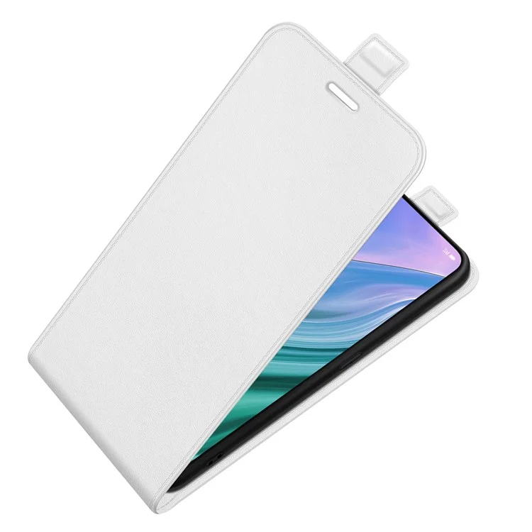 Vertikales Flip Crazy Horse Leather Protector Case Mit Kartensteckplatz Für OPPO A54 5G / A93 5G / A74 5G / ONPLUS NORD N200 5G - Weiß