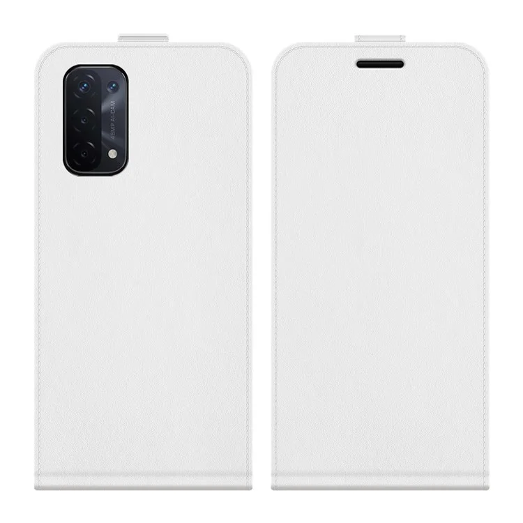Vertikales Flip Crazy Horse Leather Protector Case Mit Kartensteckplatz Für OPPO A54 5G / A93 5G / A74 5G / ONPLUS NORD N200 5G - Weiß