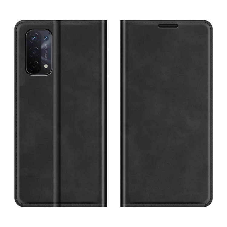 Couvercle En Cuir Auto-absorbé Par La Peau Avec Support De Portefeuille Pour OPPO A54 5G / A93 5G / A74 5G / OnePlus Nord N200 5G - Noir