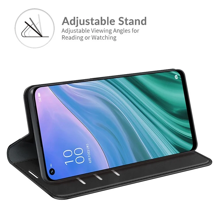 Couvercle En Cuir Auto-absorbé Par La Peau Avec Support De Portefeuille Pour OPPO A54 5G / A93 5G / A74 5G / OnePlus Nord N200 5G - Noir