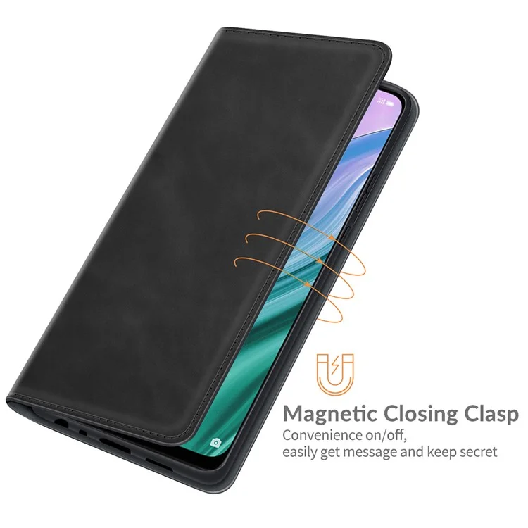 Couvercle En Cuir Auto-absorbé Par La Peau Avec Support De Portefeuille Pour OPPO A54 5G / A93 5G / A74 5G / OnePlus Nord N200 5G - Noir
