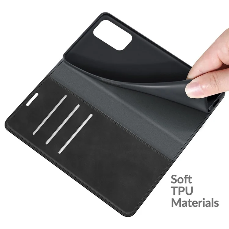 Couvercle En Cuir Auto-absorbé Par La Peau Avec Support De Portefeuille Pour OPPO A54 5G / A93 5G / A74 5G / OnePlus Nord N200 5G - Noir