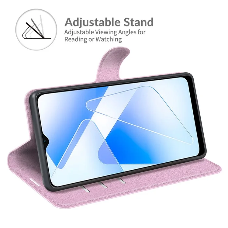 Litchi Skin Magnetic Leather Stand Case for Oppo A55 5G - Pink