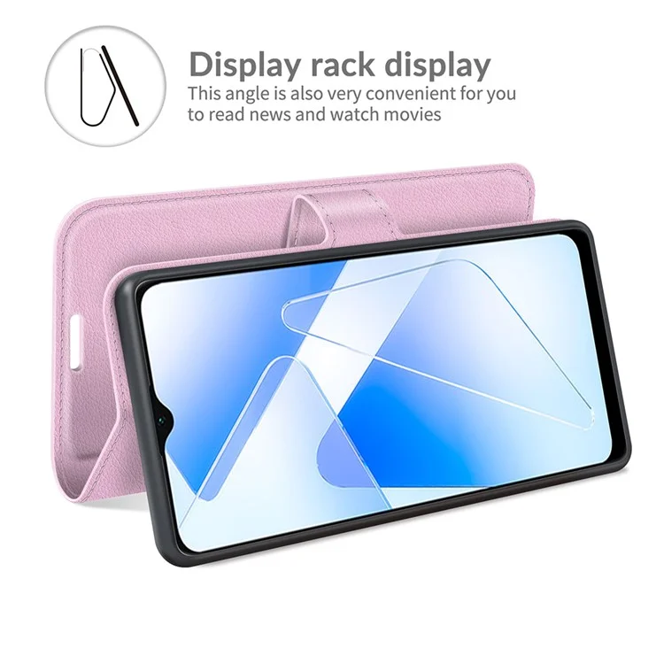 Litchi Skin Magnetic Leather Stand Case for Oppo A55 5G - Pink