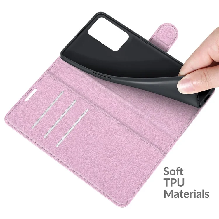 Litchi Skin Magnetic Leather Stand Case for Oppo A55 5G - Pink
