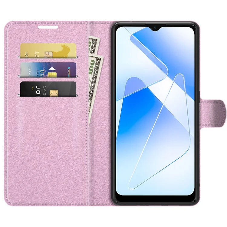 Litchi Skin Magnetic Leather Stand Case for Oppo A55 5G - Pink