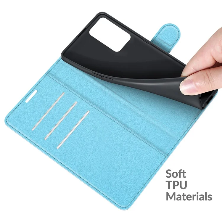 Litchi Skin Magnetic Leather Stand Case for Oppo A55 5G - Blue