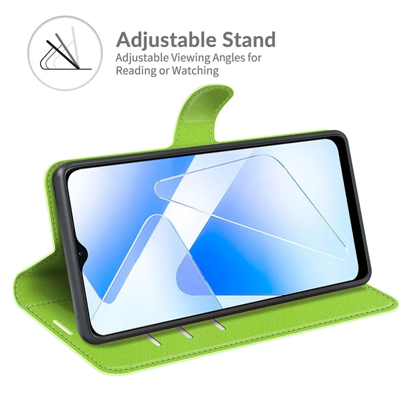 Litchi Skin Magnetic Leather Stand Case for Oppo A55 5G - Green