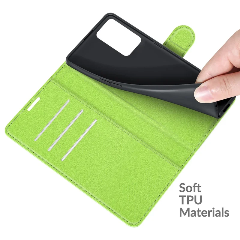 Litchi Skin Magnetic Leather Stand Case for Oppo A55 5G - Green