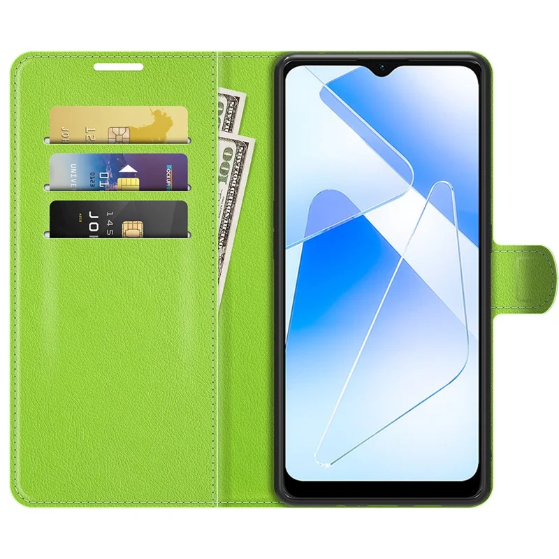 Litchi Skin Magnetic Leather Stand Case for Oppo A55 5G - Green