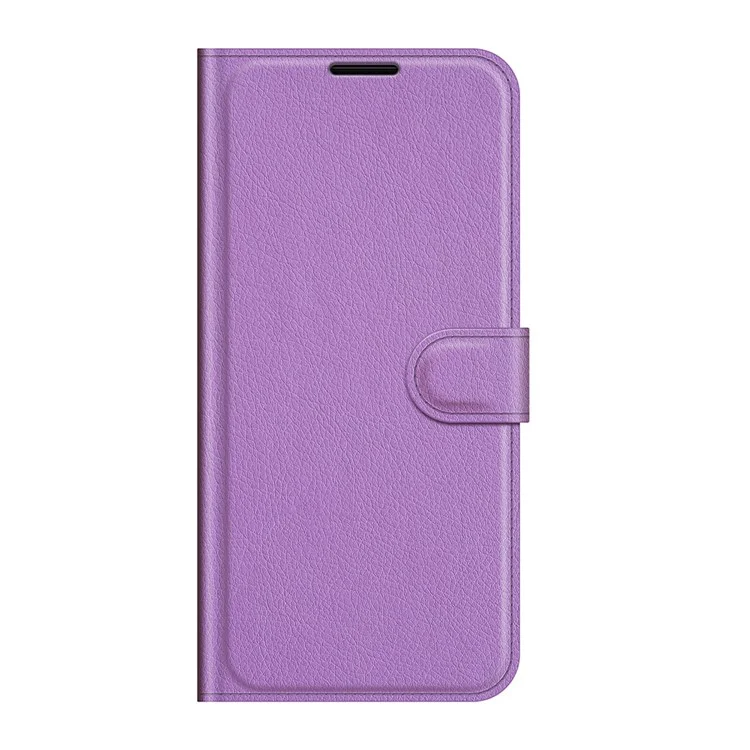Folio Flip Litchi Texture Leather Wallet Phone Case with Stand for OPPO A54 5G/A93 5G/A74 5G/OnePlus Nord N200 5G - Purple