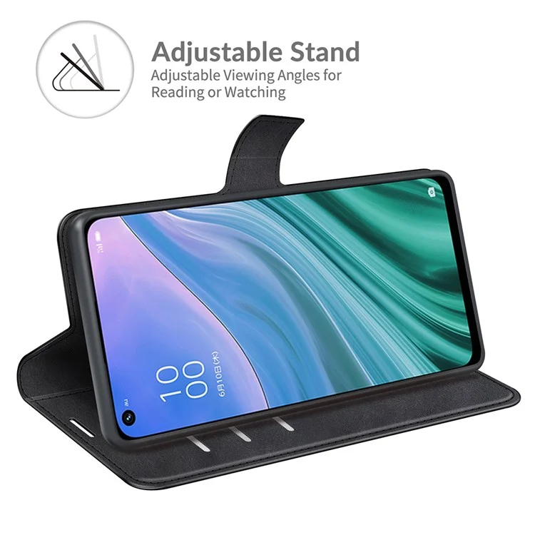 Conception du Portefeuille Carie de Support en Cuir de Boucle Magnétique Pour Oppo A54 5G / A93 5G / A74 5G / Oneplus Nord N200 5G Couverture de Téléphone - le Noir