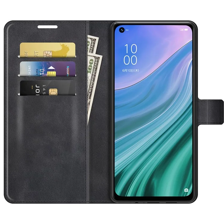 Conception du Portefeuille Carie de Support en Cuir de Boucle Magnétique Pour Oppo A54 5G / A93 5G / A74 5G / Oneplus Nord N200 5G Couverture de Téléphone - le Noir