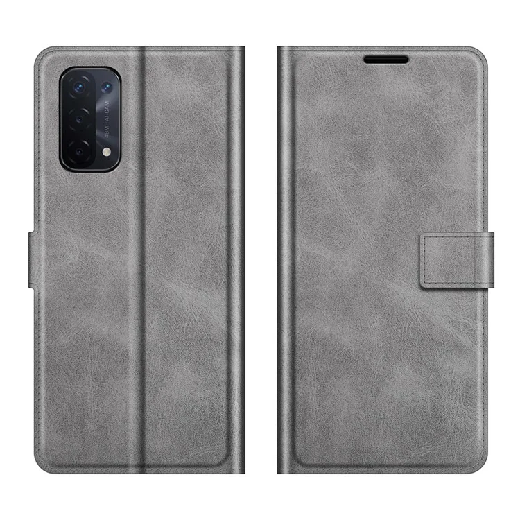 Conception du Portefeuille Carie de Support en Cuir de Boucle Magnétique Pour Oppo A54 5G / A93 5G / A74 5G / Oneplus Nord N200 5G Couverture de Téléphone - Gris