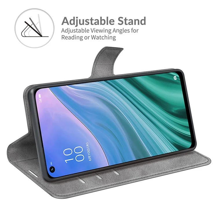 Conception du Portefeuille Carie de Support en Cuir de Boucle Magnétique Pour Oppo A54 5G / A93 5G / A74 5G / Oneplus Nord N200 5G Couverture de Téléphone - Gris