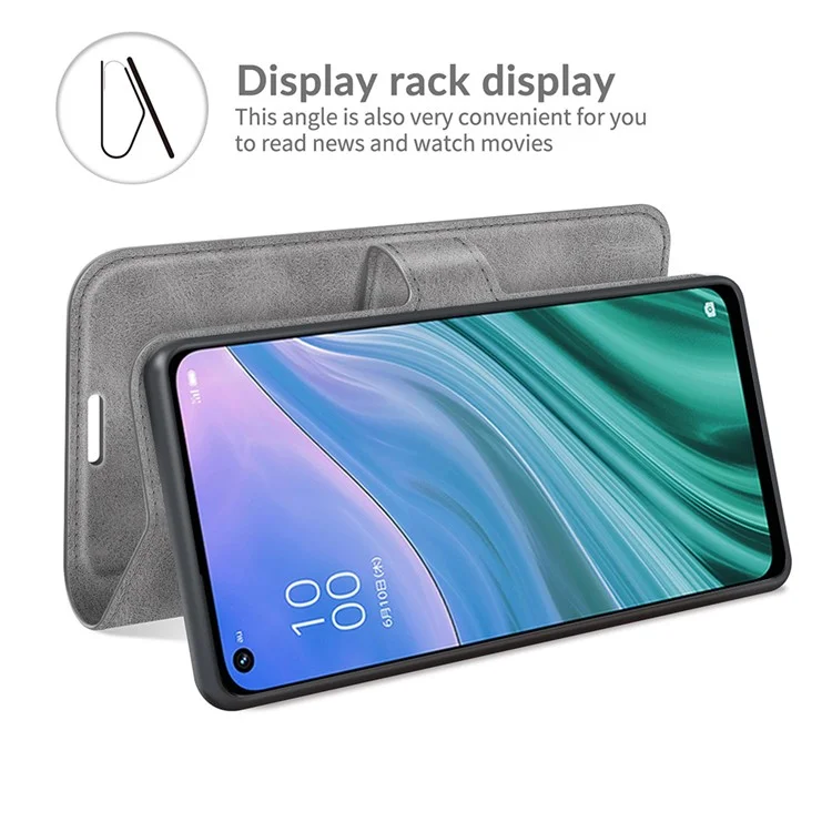 Conception du Portefeuille Carie de Support en Cuir de Boucle Magnétique Pour Oppo A54 5G / A93 5G / A74 5G / Oneplus Nord N200 5G Couverture de Téléphone - Gris