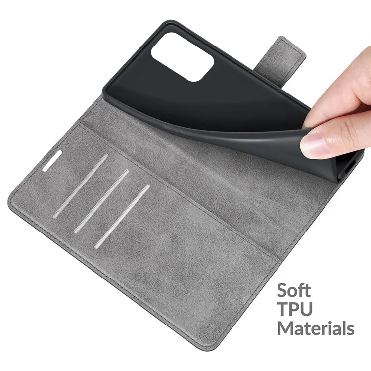 Conception du Portefeuille Carie de Support en Cuir de Boucle Magnétique Pour Oppo A54 5G / A93 5G / A74 5G / Oneplus Nord N200 5G Couverture de Téléphone - Gris