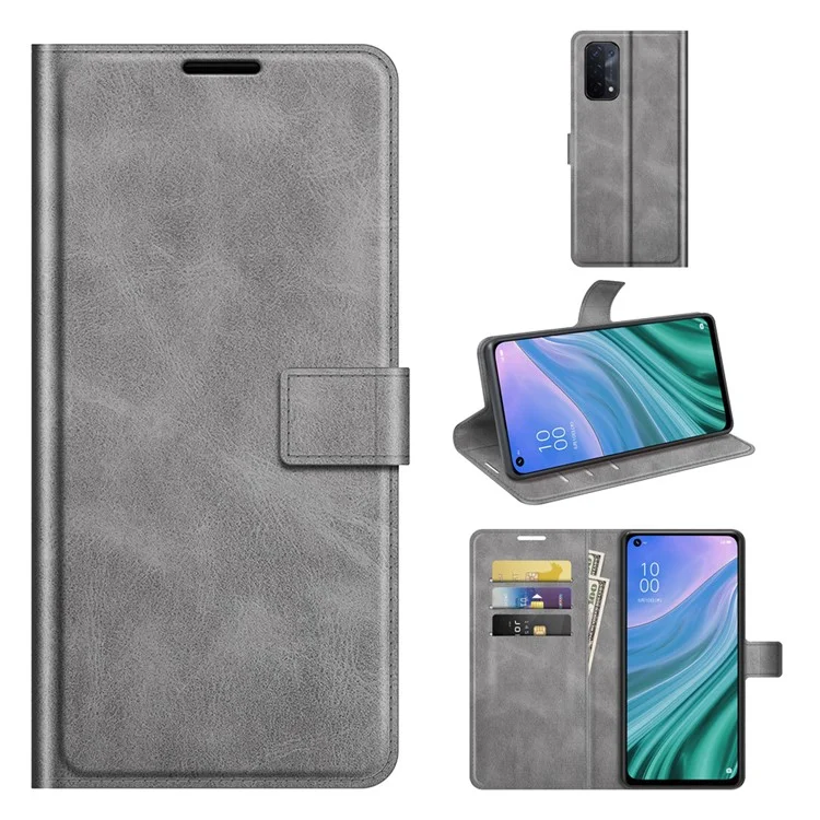 Conception du Portefeuille Carie de Support en Cuir de Boucle Magnétique Pour Oppo A54 5G / A93 5G / A74 5G / Oneplus Nord N200 5G Couverture de Téléphone - Gris