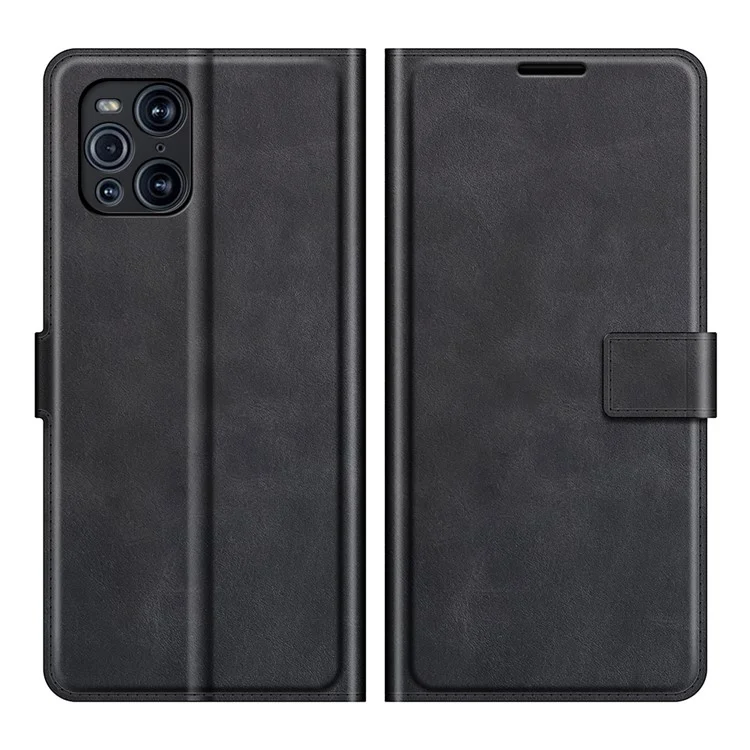 Custodia protettiva in pelle con chiusura magnetica e supporto per Oppo Find X3/Find X3 Pro - Nero