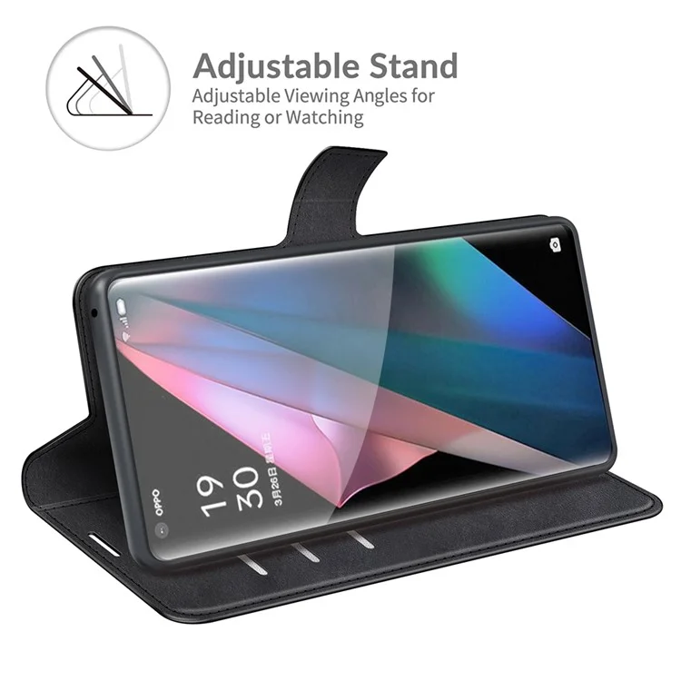 Custodia protettiva in pelle con chiusura magnetica e supporto per Oppo Find X3/Find X3 Pro - Nero