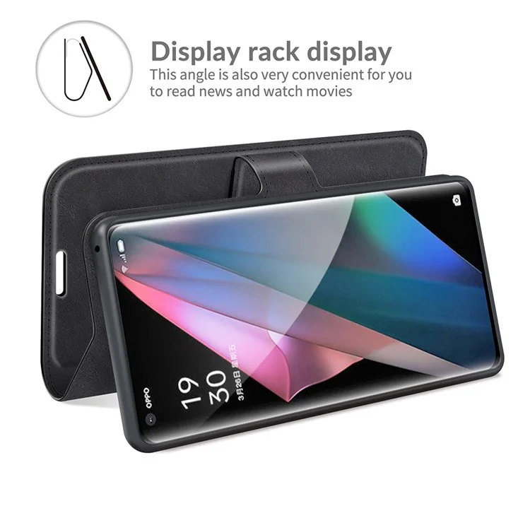 Custodia protettiva in pelle con chiusura magnetica e supporto per Oppo Find X3/Find X3 Pro - Nero