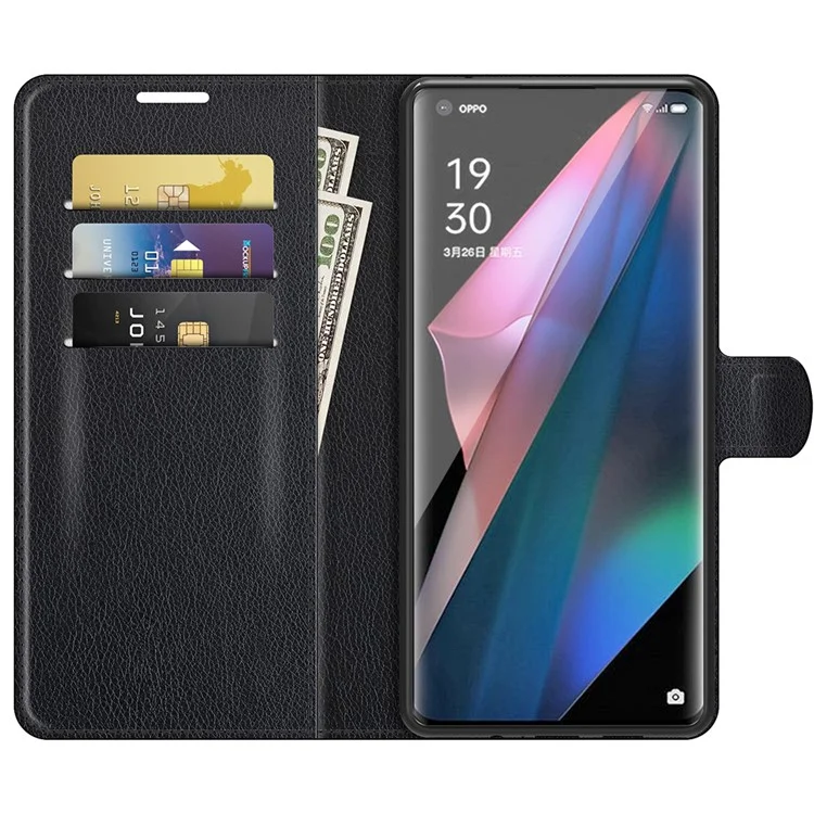 Custodia in Pelle Magnetica Della Pelle di Litchi Per Oppo Trova X3 Pro / Oppo Trova X3 - Nero