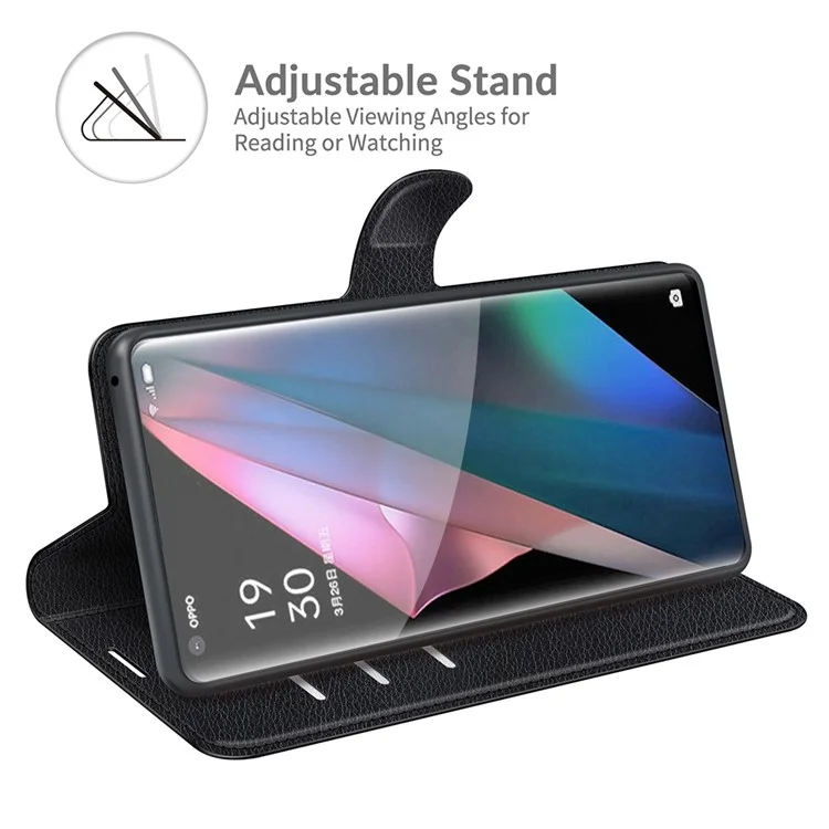 Custodia in Pelle Magnetica Della Pelle di Litchi Per Oppo Trova X3 Pro / Oppo Trova X3 - Nero