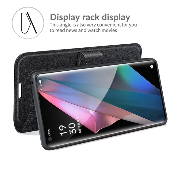 Custodia in Pelle Magnetica Della Pelle di Litchi Per Oppo Trova X3 Pro / Oppo Trova X3 - Nero