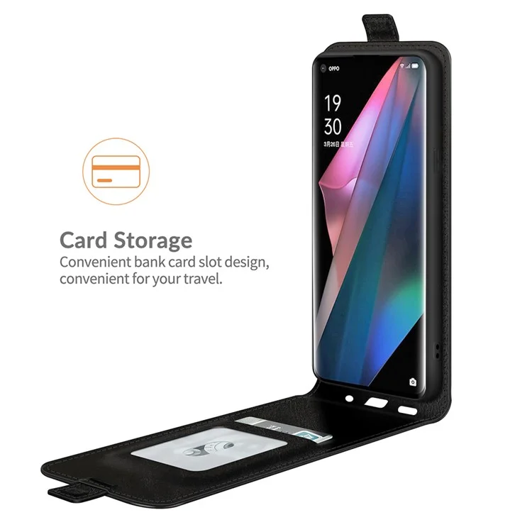 Custodia Protettiva In Pelle Flip Cuoio Cuoio Per Cavalli Crazy Per OPPO Trova X3 Pro / Trova X - Nero