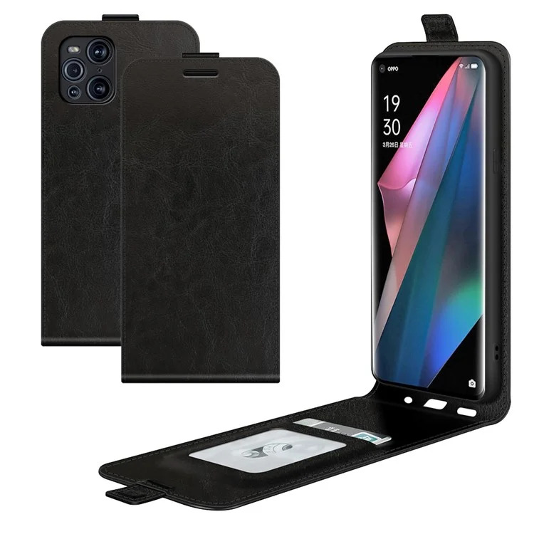Custodia Protettiva In Pelle Flip Cuoio Cuoio Per Cavalli Crazy Per OPPO Trova X3 Pro / Trova X - Nero