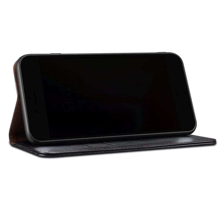 Oil-Waxy Leather Phone Cover with Wallet Stand for Realme 8/8 Pro - Black
