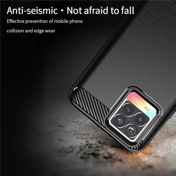 MOFI Funda de Fibra de Carbono Cepillada TPU para Realme 8 Pro / Realme 8 - Negro