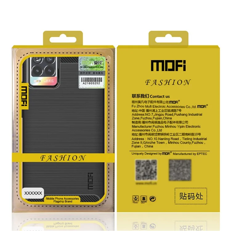 MOFI Funda de Fibra de Carbono Cepillada TPU para Realme 8 Pro / Realme 8 - Negro