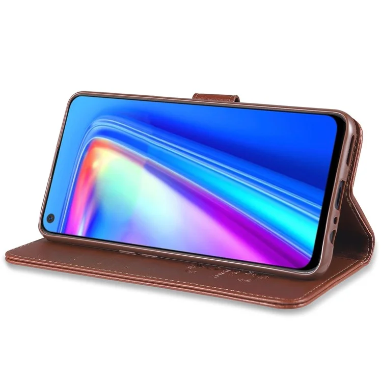 AZNS PU le Cuir Portefeuille Couverture de Téléphone Mobile Pour Oppo A93 5G / A74 5G - Brun