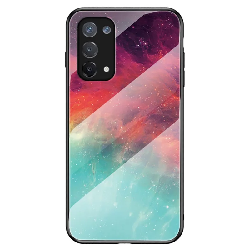 Starry Sky Pattern Tempered Glass Hybrid Case for OPPO A74 5G Mobile Phone Cover Shell - Color Sky