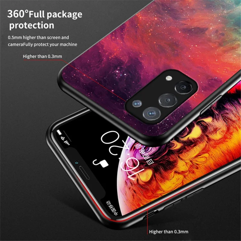 Starry Sky Pattern Tempered Glass Hybrid Case for OPPO A74 5G Mobile Phone Cover Shell - Color Sky