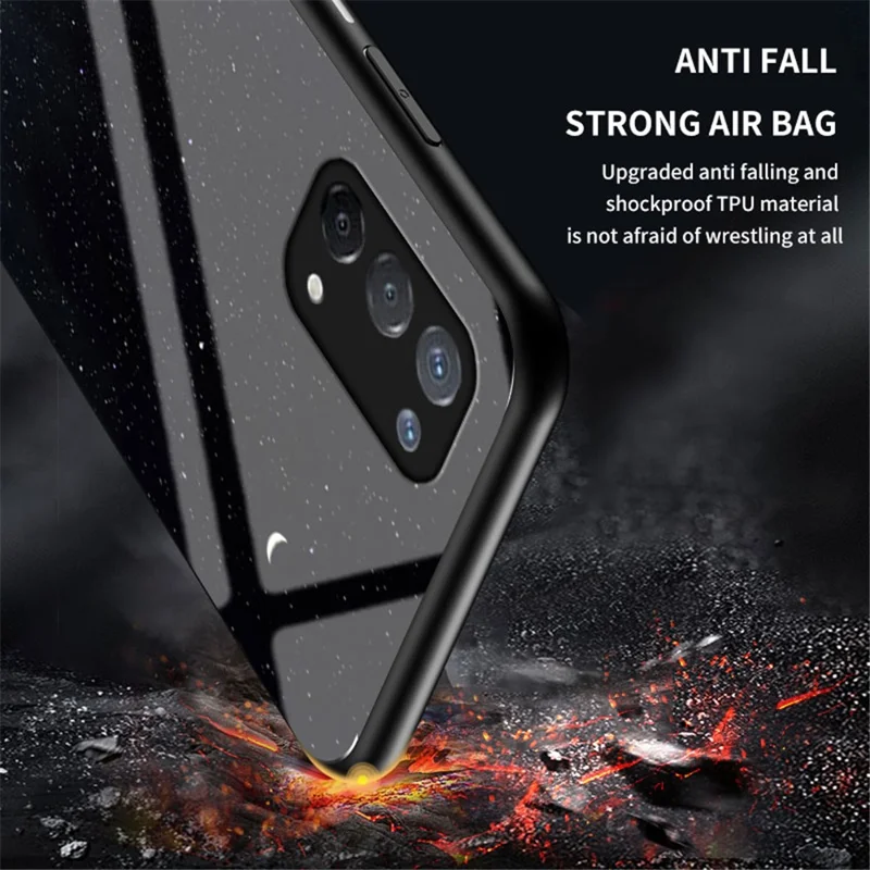 Starry Sky Pattern Tempered Glass Hybrid Case for OPPO A74 5G Mobile Phone Cover Shell - Color Sky