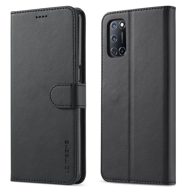 Lc. Imeeke Pour Oppo A74 5G / A93 5G / A54 5G Portefeuille Pratique Conception de Téléphone Mobile en Cuir - le Noir