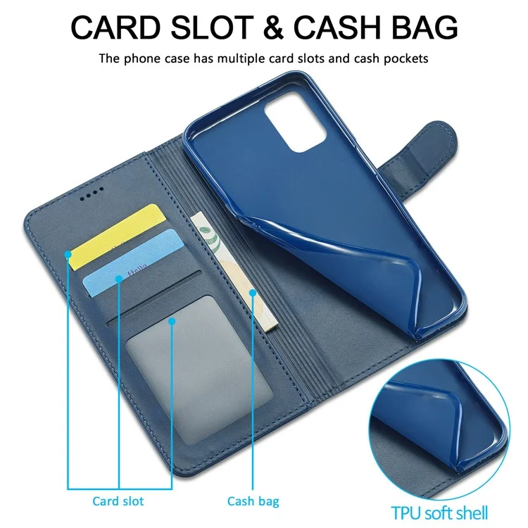 LC.IMEEKE for Oppo A74 5G/A93 5G/A54 5G Practical Wallet Stand Design Leather Mobile Phone Case - Blue