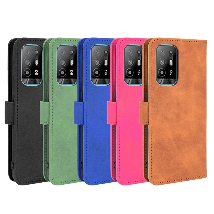 Skin-touch Supporting Stand Wallet Phone Case for Oppo F19 Pro+ 5G / A94 5G - Green