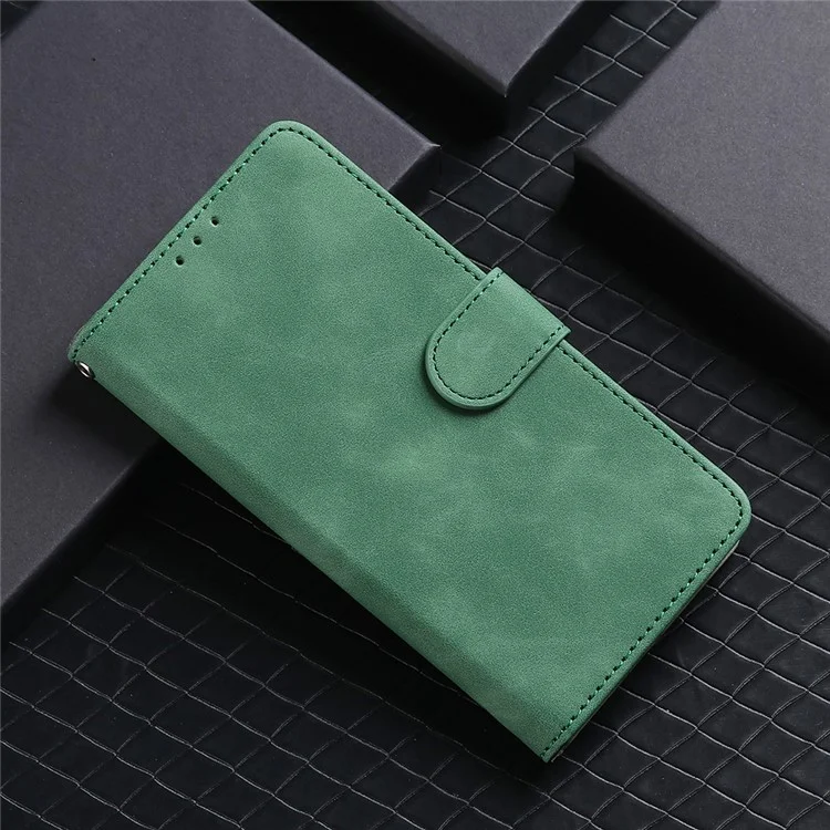Skin-touch Supporting Stand Wallet Phone Case for Oppo F19 Pro+ 5G / A94 5G - Green