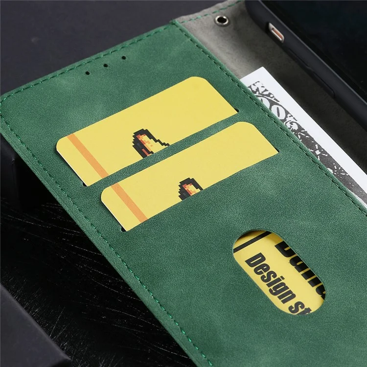 Skin-touch Supporting Stand Wallet Phone Case for Oppo F19 Pro+ 5G / A94 5G - Green